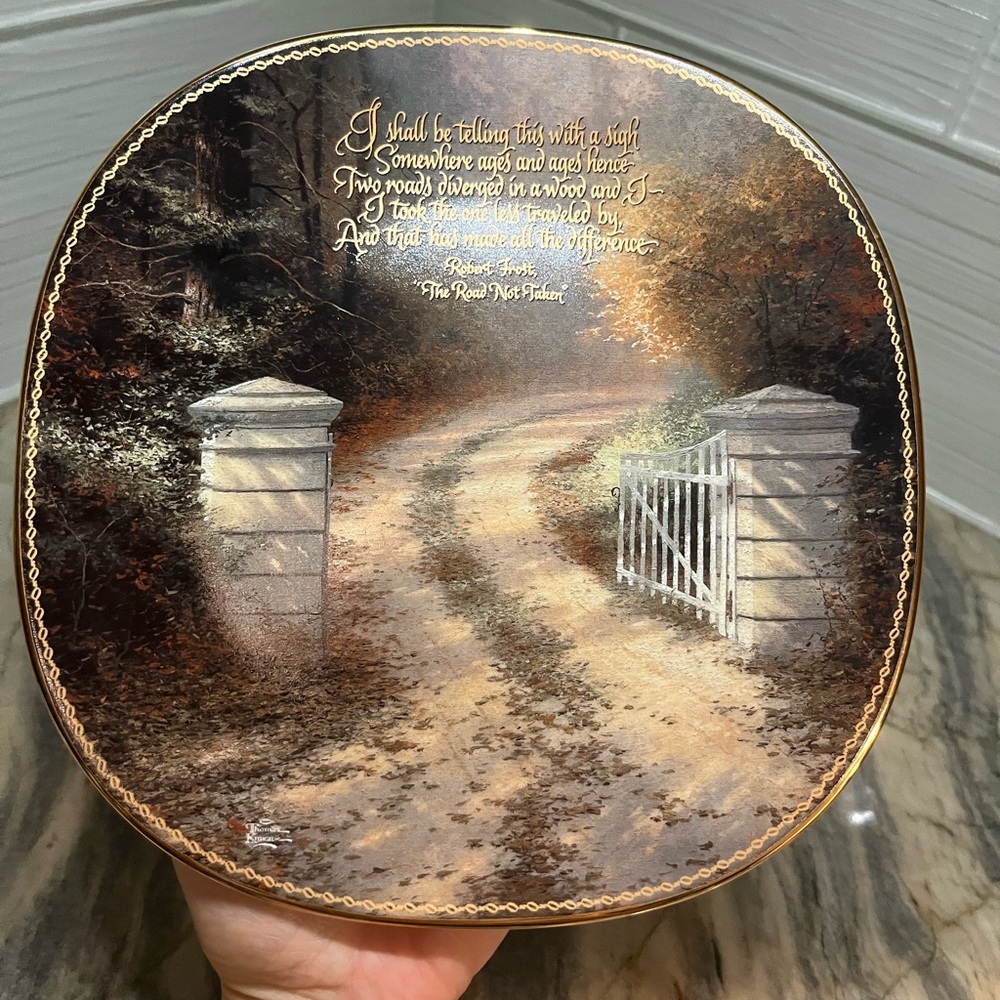 97 Bradford Exc. Thomas Kinkade THE ROAD NOT TAKEN Robert Frost Collector Plate